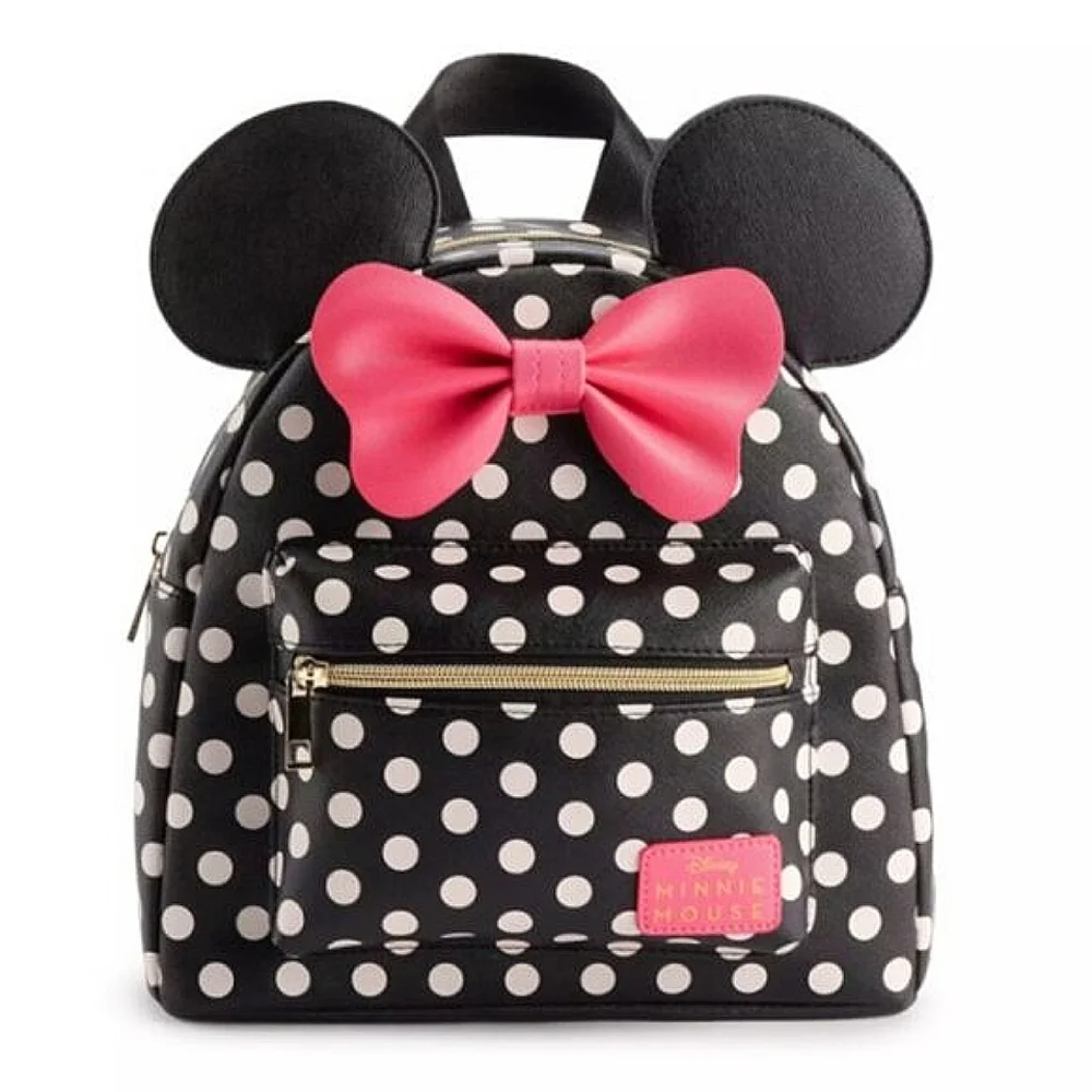 NWT! Disney Minnie Mouse Polka Dot Bow Mini Backpack Ears Hot Pink - Picture 1 of 6